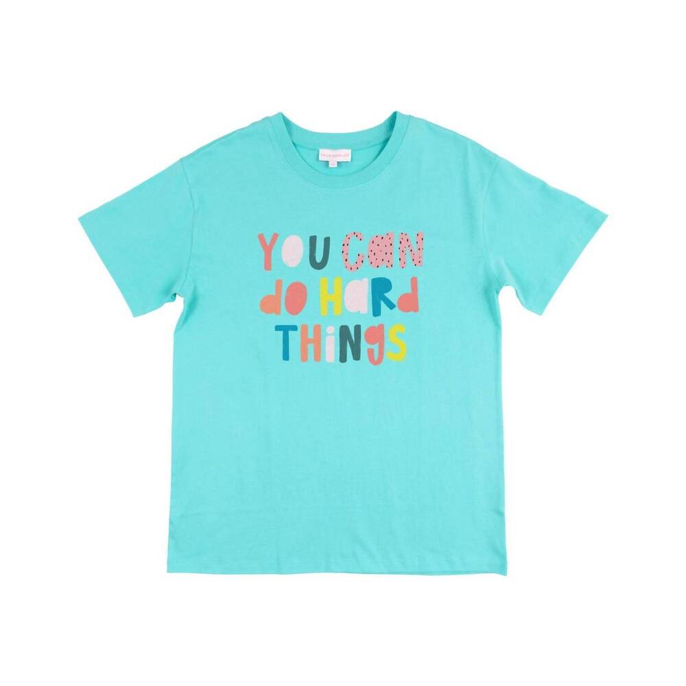 NEW CALLIE DANIELLE women's you can do hard things tee in blue multi